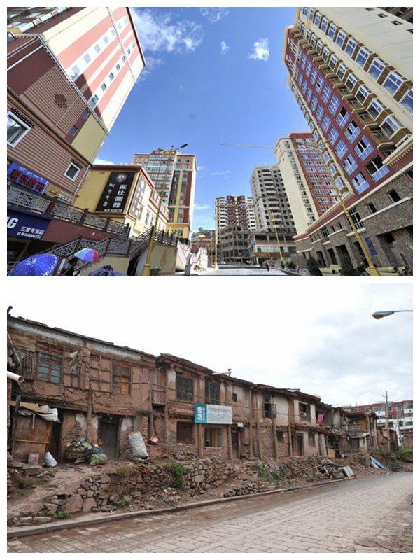昌都市臥龍街的新舊變化。（昌都市委宣傳部提供）