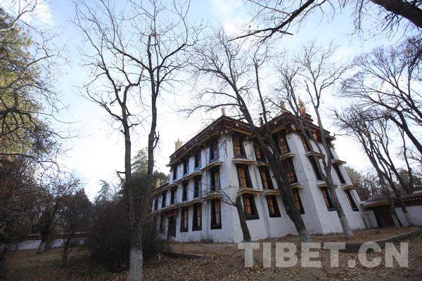 金色頗章后面的一座藏式建筑