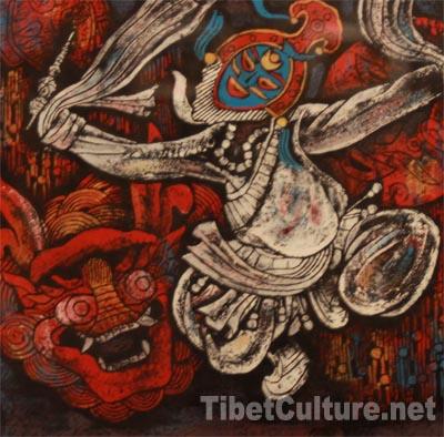 “祥巴”作品《鄧珠：藏戲鹿子》。（攝影：楊月云）