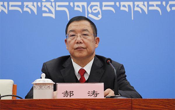 圖為發(fā)言人：自治區(qū)黨委政法委副書記、秘書長、自治區(qū)國安辦常務副主任、區(qū)教整辦副主任 郝濤.jpg