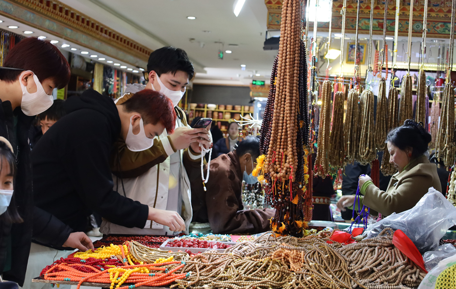今年自治區(qū)旅游發(fā)展廳從1月起組織開展旅游環(huán)線探訪活動(dòng)，并前往國(guó)內(nèi)各個(gè)城市開展旅游推介活動(dòng)。圖為游客購(gòu)買旅游產(chǎn)品。記者 索朗扎西 攝
